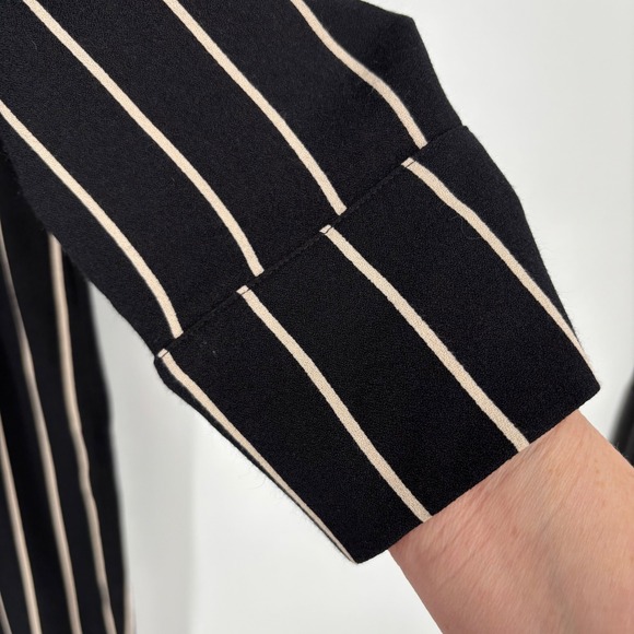 Reformation Weston Striped‎ Jumpsuit Sz 0 Wide Leg Black Beige Mesh Tag Tailored - Picture 12 of 16